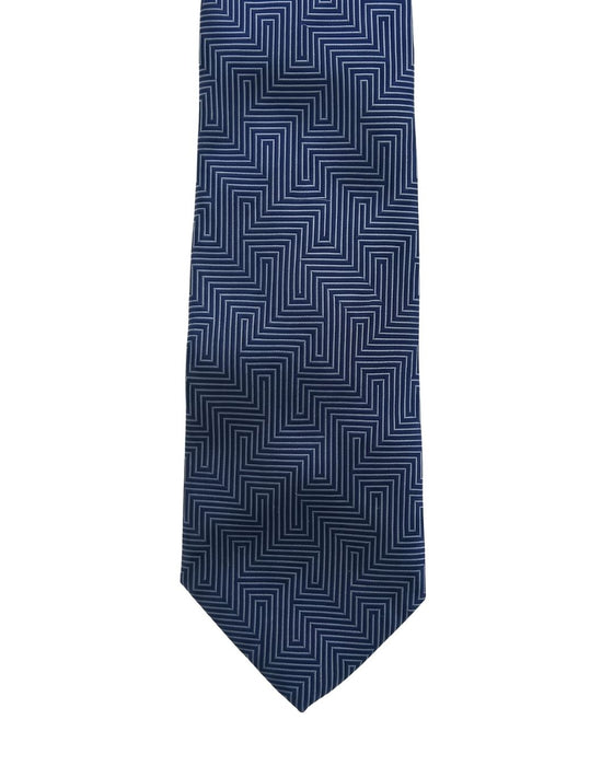 Armani Collezione Mens Navy Blue Tonal Geometric Neck Tie