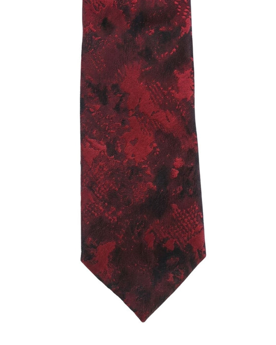 Armani Collezioni Mens Burgundy / Black Abstract Silk Neck Tie