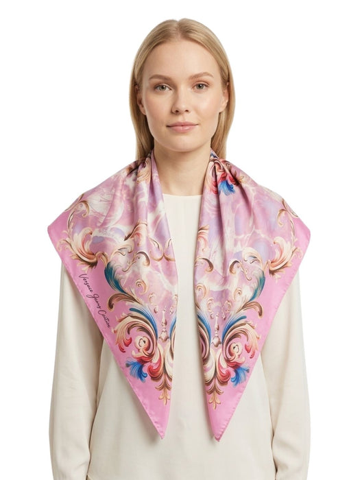 Versace Jeans Couture Women's Orchid Silk Baroque Floral Scarf