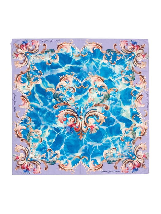 Versace Jeans Couture Women's Aqua Mauve Silk Baroque Scarf