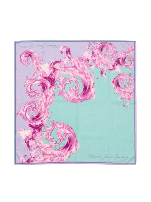 Versace Jeans Couture Women's Aqua Orchid Wool Silk Scarf