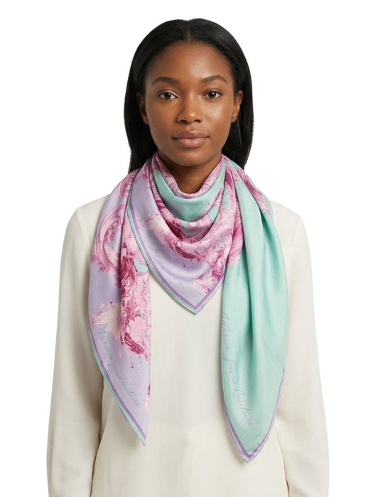 Versace Jeans Couture Women's Aqua Orchid Wool Silk Scarf
