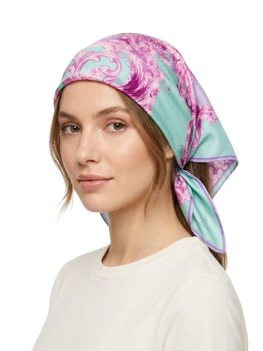 Versace Jeans Couture Women's Aqua Orchid Wool Silk Scarf