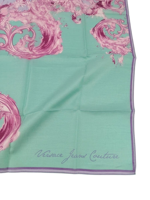 Versace Jeans Couture Women's Aqua Orchid Wool Silk Scarf