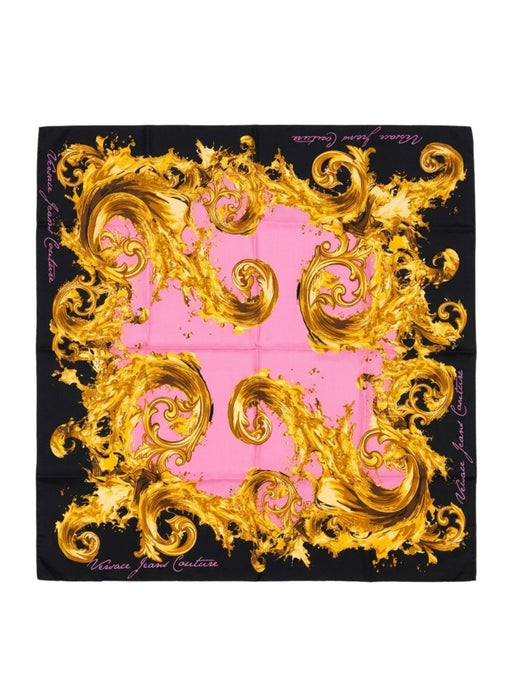 Versace Jeans Couture Women's Black Gold Silk Baroque Scarf