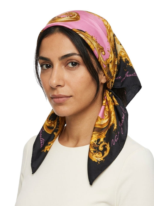 Versace Jeans Couture Women's Black Gold Silk Baroque Scarf