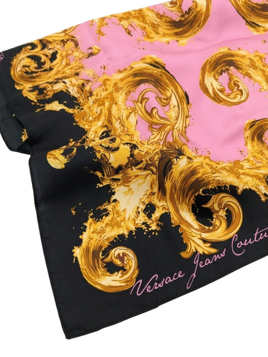 Versace Jeans Couture Women's Black Gold Silk Baroque Scarf