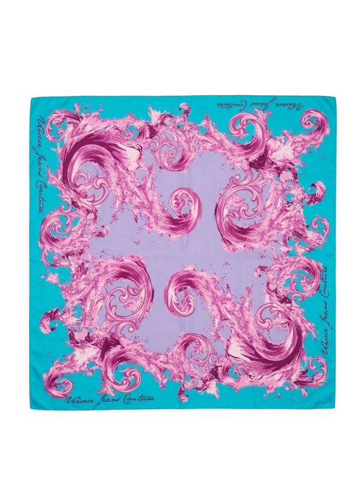 Versace Jeans Couture Women's Aqua Orchid Silk Baroque Scarf