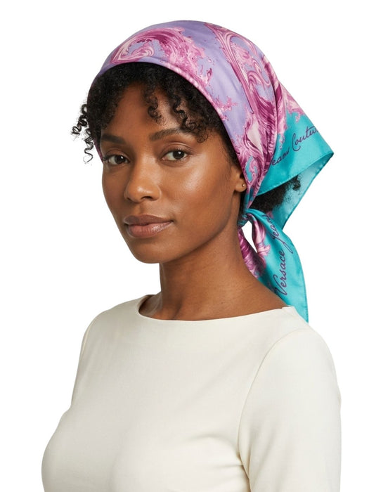 Versace Jeans Couture Women's Aqua Orchid Silk Baroque Scarf