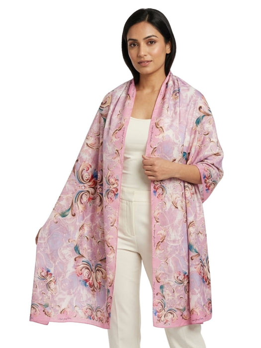 Versace Jeans Couture Women's Orchid Silk Baroque Floral Wrap 55.1 x 78.7 in