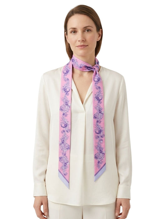 Versace Jeans Couture Women's Orchid Blue Silk Skinny Scarf 70.9 x 6.3 in