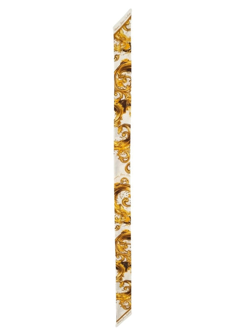 Versace Jeans Couture Women's White Gold Silk Skinny Scarf 70.9 x 6.3 in