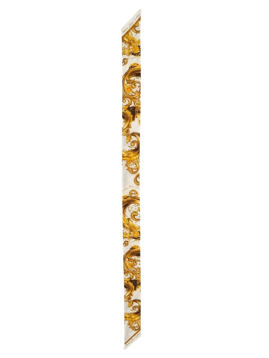 Versace Jeans Couture Women's White Gold Silk Skinny Scarf 70.9 x 6.3 in