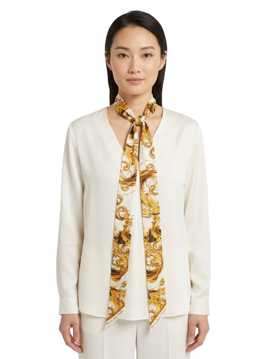 Versace Jeans Couture Women's White Gold Silk Skinny Scarf 70.9 x 6.3 in