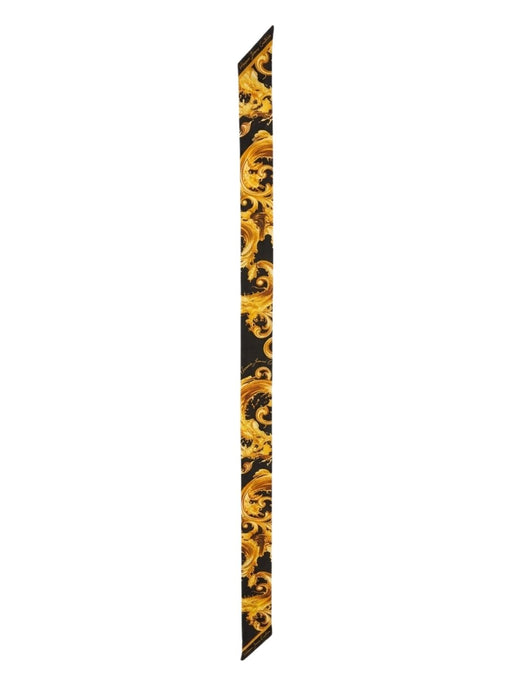 Versace Jeans Couture Women's Black Gold Silk Skinny Scarf 70.9 x 6.3 in