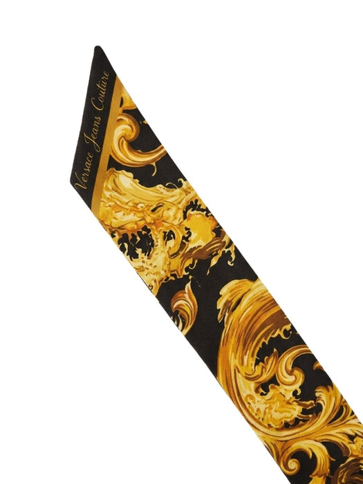 Versace Jeans Couture Women's Black Gold Silk Skinny Scarf 70.9 x 6.3 in
