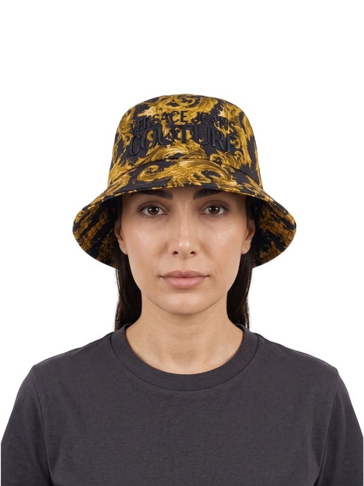 Versace Jeans Couture Women's Black Gold Baroque Bucket Hat-L
