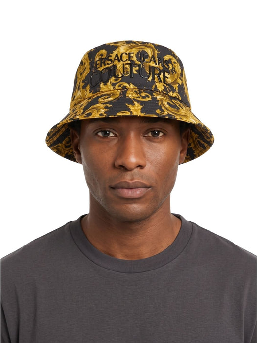 Versace Jeans Couture Men's Black Gold Baroque Bucket Hat-S