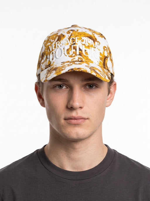 Versace Jeans Couture Men's White Gold Baroque Baseball Cap