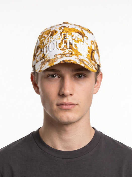 Versace Jeans Couture Men's White Gold Baroque Baseball Cap