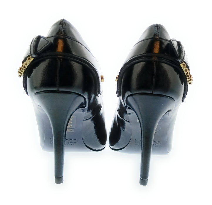 Versace Jeans Couture Womens Black Buckle Pointed Toe Pumps