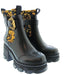 Versace Jeans Couture Womens Black Gold Baroque Lug Ankle Boots