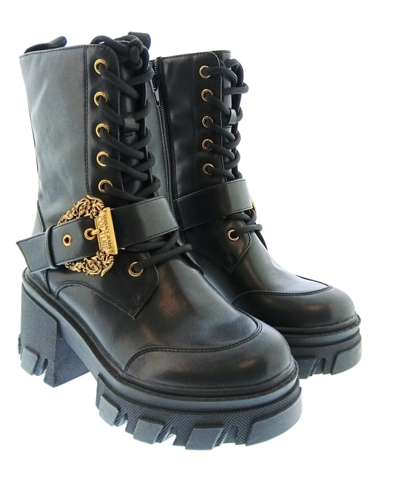 Versace Jeans Couture Womens Black Lace Up Buckle Lug Ankle Boots-6