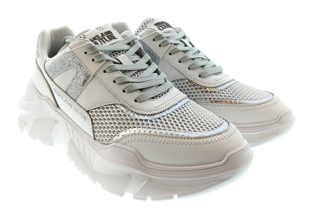 Versace Jeans Couture Womens White Silver Metallic Chunky Sneakers-10