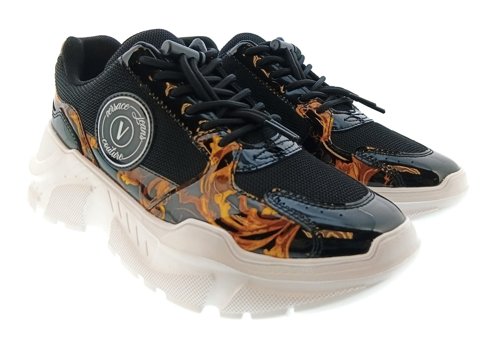 Versace Jeans Couture Womens Black Gold Baroque Chunky Sneakers-7
