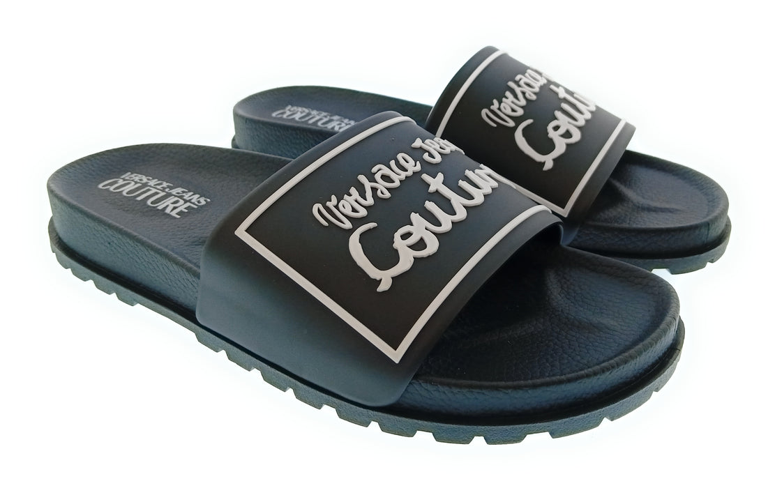 Versace Jeans Couture Womens Black Logo Pool Slide Sandals-9