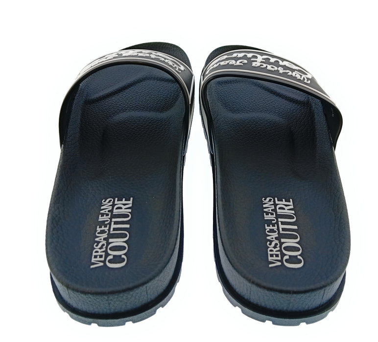 Versace Jeans Couture Womens Black Logo Pool Slide Sandals-