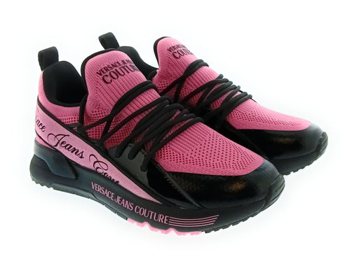 Versace Jeans Couture Women's Orchid Black Knit Logo Sneakers