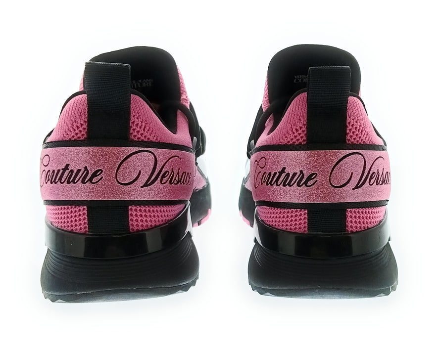 Versace Jeans Couture Women's Orchid Black Knit Logo Sneakers