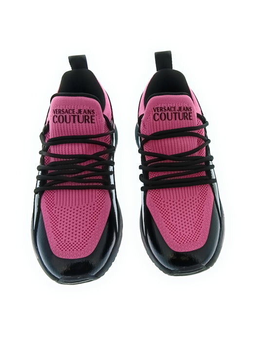 Versace Jeans Couture Women's Orchid Black Knit Logo Sneakers