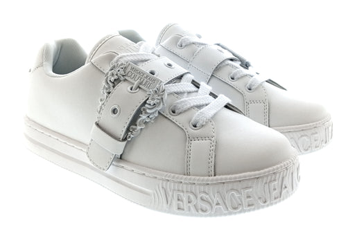 Versace Jeans Couture Womens White Buckle Platform Sneakers