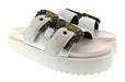 Versace Jeans Couture Womens White Double Buckle Platform Slide Sandals-