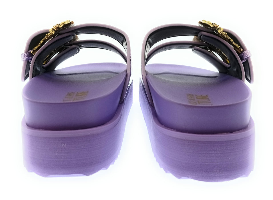 Versace Jeans Couture Womens Lilac Print Platform Slide Sandals-