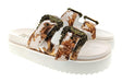 Versace Jeans Couture Womens White Gold Print Platform Slide Sandals-
