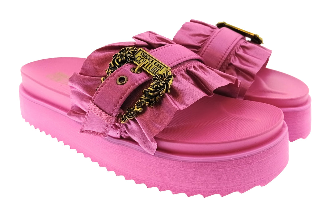 Versace Jeans Couture Womens Orchid Ruffle Platform Slide Sandals-10