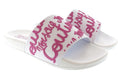 Versace Jeans Couture Womens White Pink Graffiti Logo Slide Sandals-