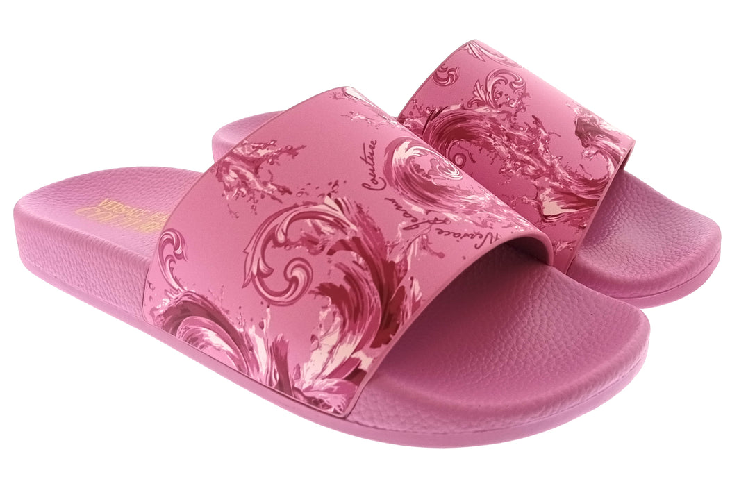 Versace Jeans Couture Womens Orchid Baroque Print Slide Sandals-10
