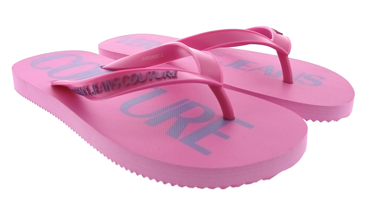 Versace Jeans Couture Womens Orchid Logo Print Flip-Flops-7