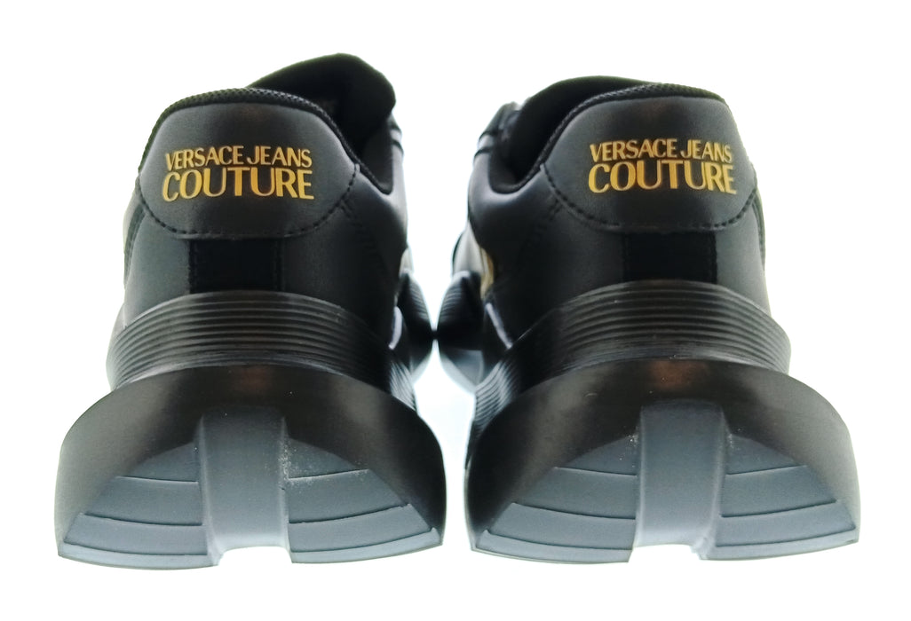 Versace Jeans Couture Womens Black Gold Sculpted Sole Sneakers