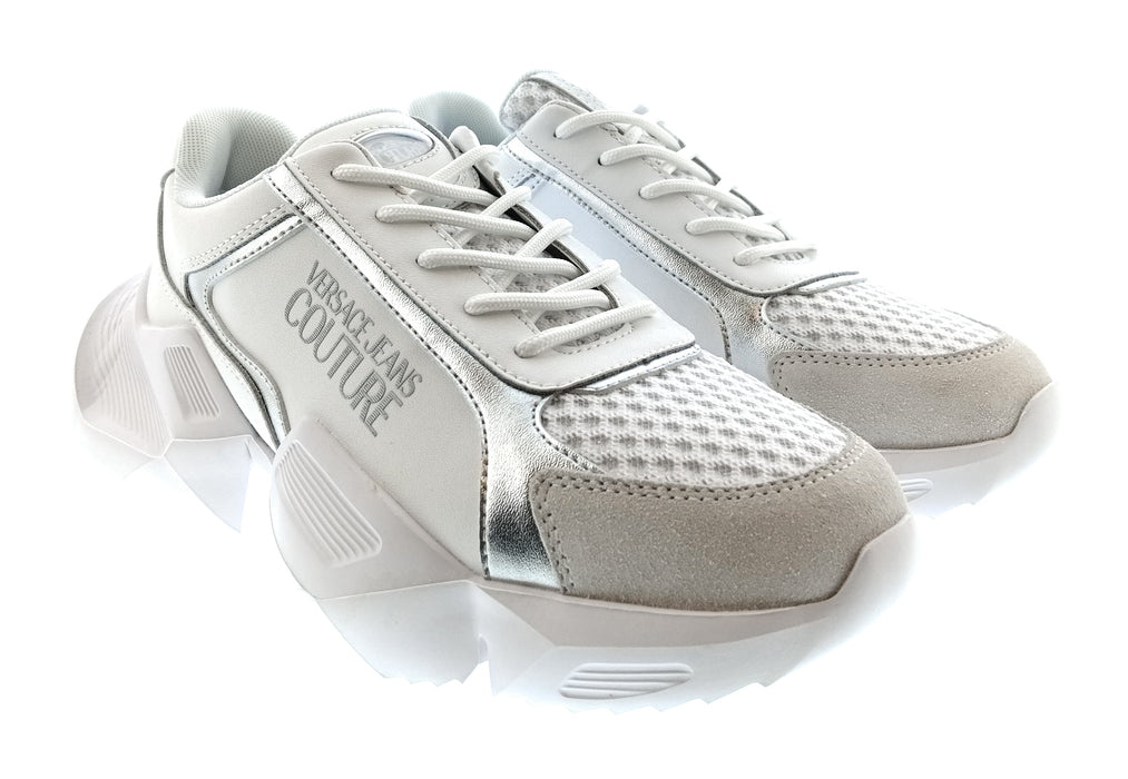 Versace Jeans Couture Womens White Silver Sculpted Sole Sneakers-8