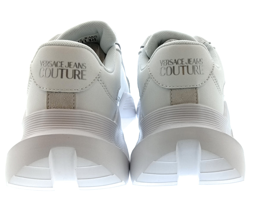 Versace Jeans Couture Womens White Silver Sculpted Sole Sneakers
