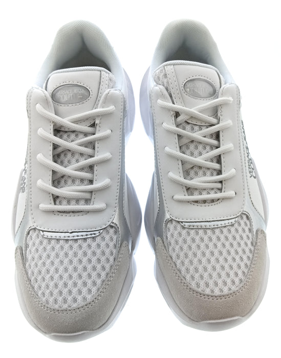 Versace Jeans Couture Womens White Silver Sculpted Sole Sneakers