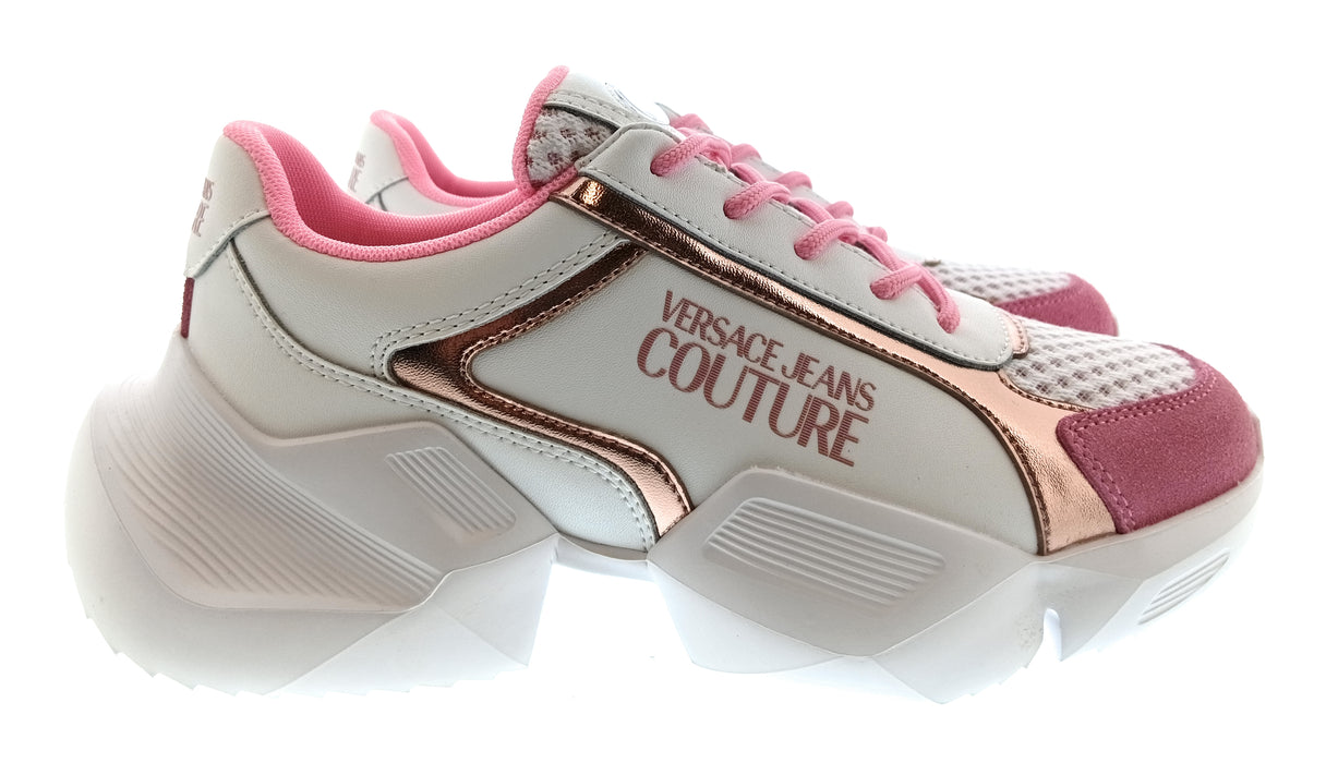 Versace Jeans Couture Womens White Orchid Sculpted Sole Sneakers