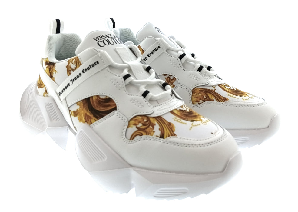 Versace Jeans Couture Womens White Gold Baroque Strap Chunky Sneakers-8