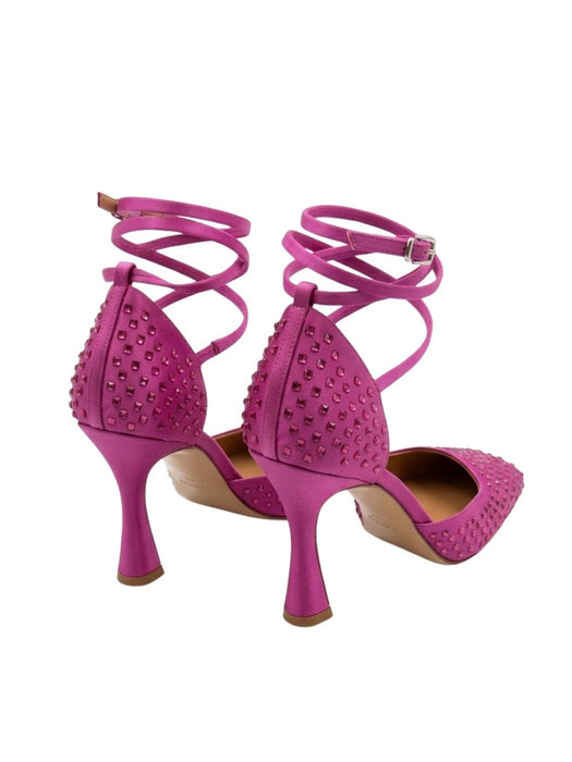 Pinko Women's Fuchsia Woven Leather Ankle-Strap Pumps