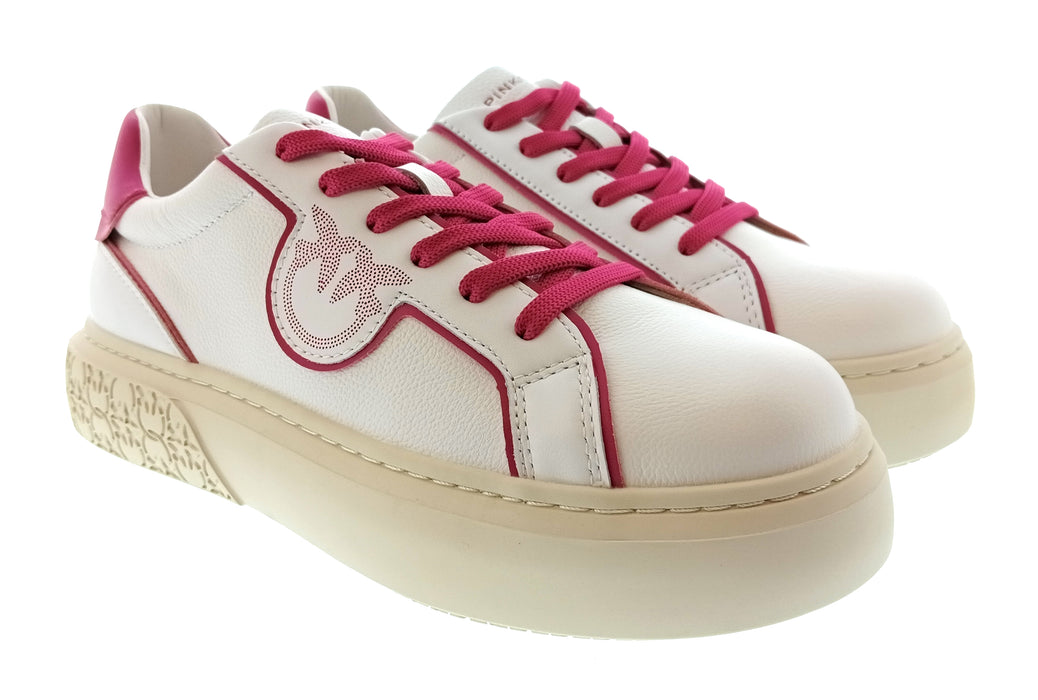 Pinko Women's White and Fuchsia Logo Platform Sneakers-8